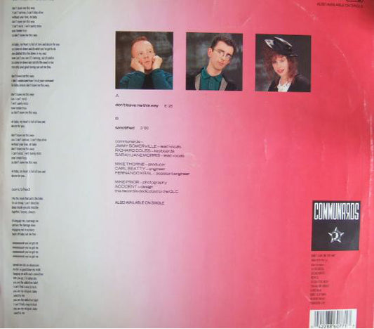 The Communards With Sarah Jane Morris : Don't Leave Me This Way (12", Maxi)