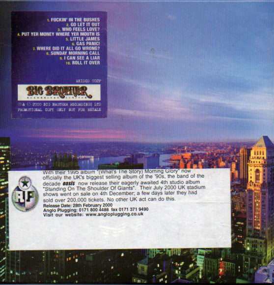 Oasis (2) : Standing On The Shoulder Of Giants (CD, Album, Promo)