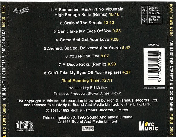 Boys Town Gang : Cruisin' The Streets + Disc Charge (CD, Comp, Pic)