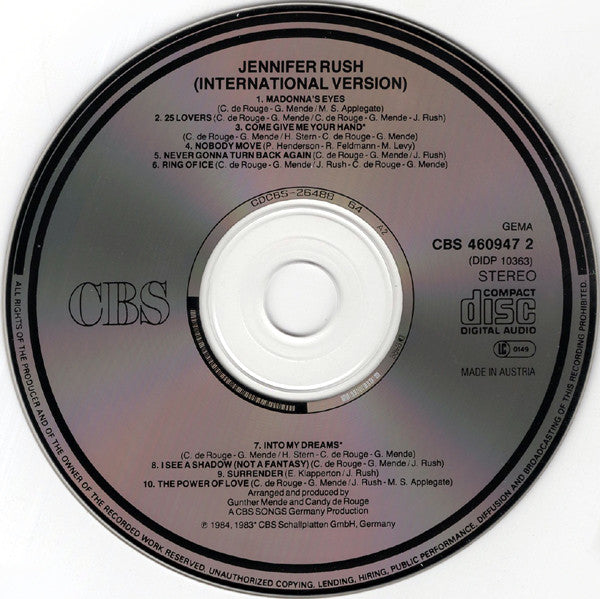 Jennifer Rush : Jennifer Rush (International Version) (CD, Album, RE)