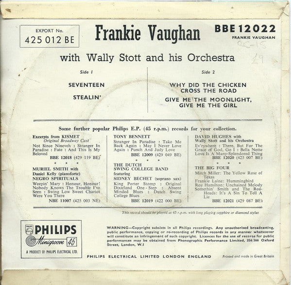 Frankie Vaughan : Seventeen (7", EP)