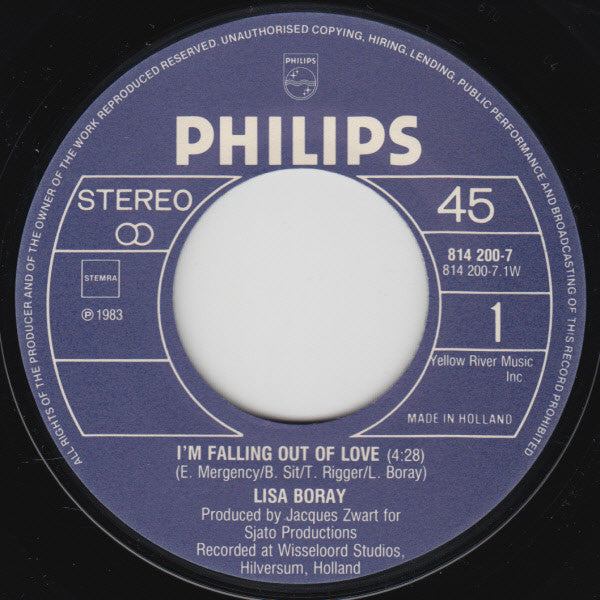 Lisa Boray : I'm Falling Out Of Love (7", Single)