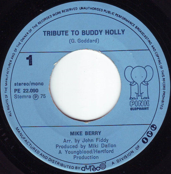 Mike Berry : Tribute To Buddy Holly (7", Single)