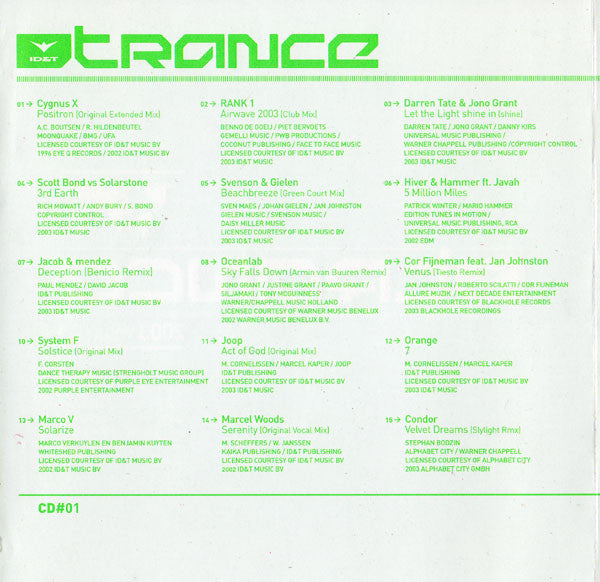 Various : ID&T Trance 2003 Volume 1 (2xCD, Comp, Mixed)