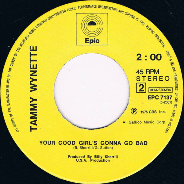 Tammy Wynette : Stand By Your Man (7", Single)
