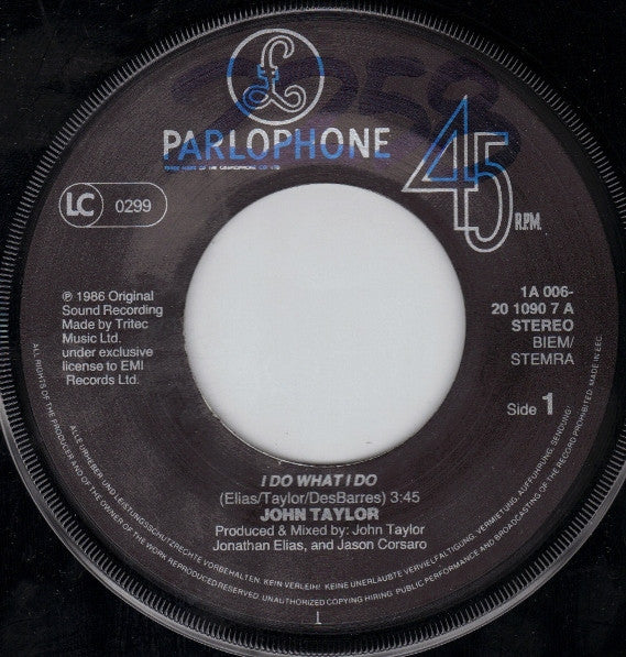 John Taylor : I Do What I Do... (Theme For 9½ Weeks) (7", Single)