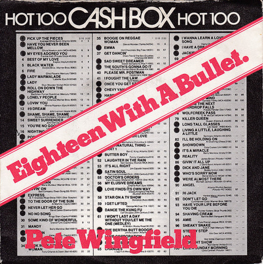 Pete Wingfield : Eighteen With A Bullet (7", Single)