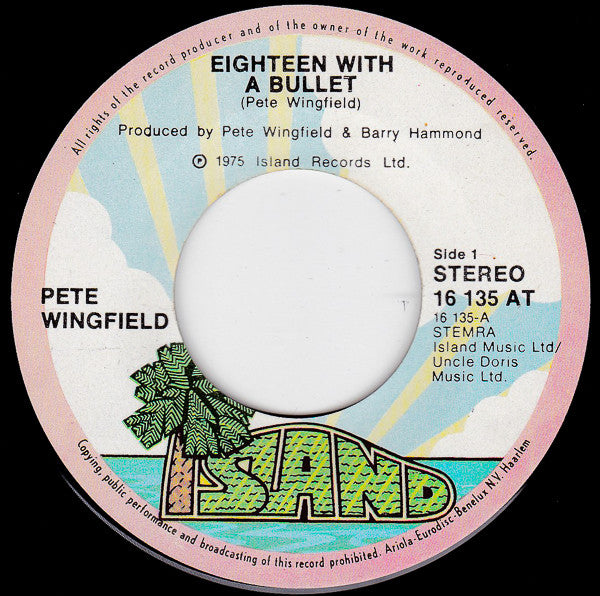 Pete Wingfield : Eighteen With A Bullet (7", Single)