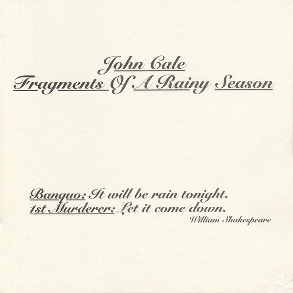 John Cale : Fragments Of A Rainy Season (CD, Album)