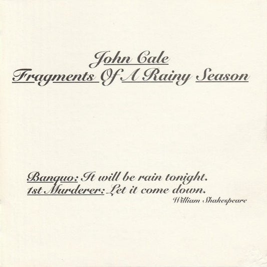 John Cale : Fragments Of A Rainy Season (CD, Album)