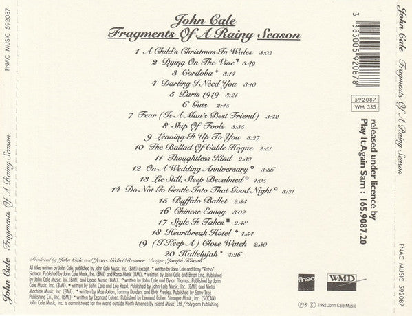 John Cale : Fragments Of A Rainy Season (CD, Album)