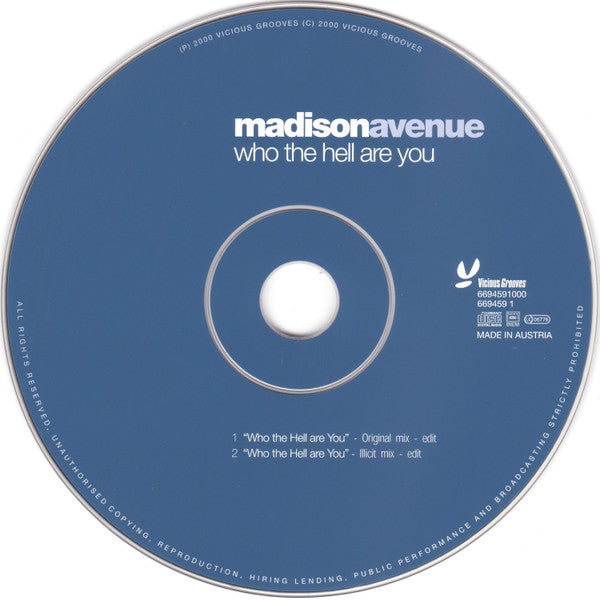 Madison Avenue : Who The Hell Are You (CD, Single, Car)