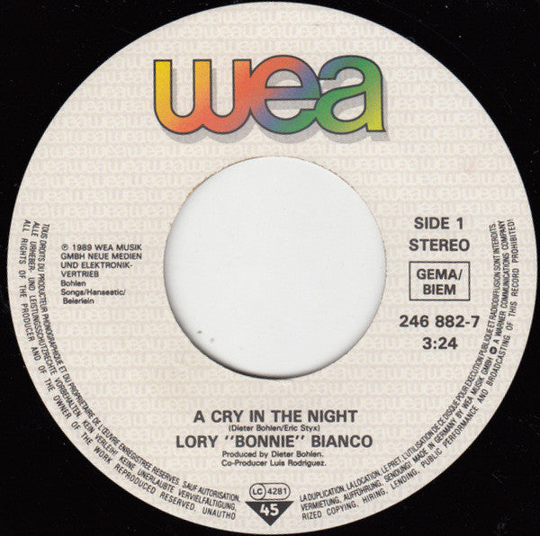 Lory Bianco : A Cry In The Night (7", Single)