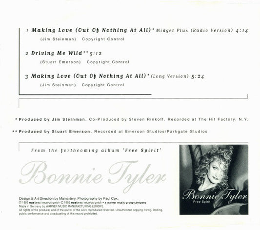 Bonnie Tyler : Making Love (Out Of Nothing At All) (CD, Single)
