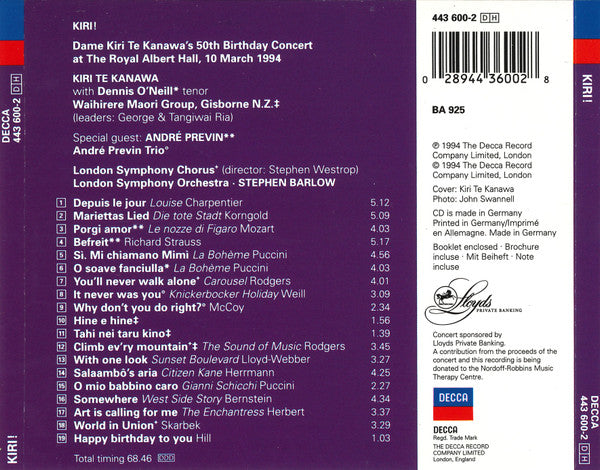Kiri Te Kanawa : A 50th Birthday Celebration Of Her Greatest Hits Live (CD, Comp)