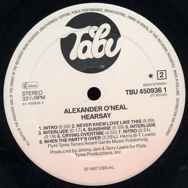 Alexander O'Neal : Hearsay (LP, Album)