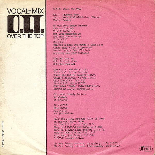 O.R.S. (Orlando Riva Sound) : O.T.T. (Over The Top) (7", Single)