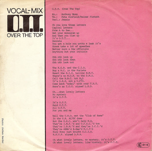 O.R.S. (Orlando Riva Sound) : O.T.T. (Over The Top) (7", Single)