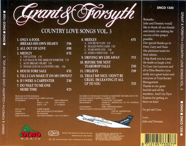 Grant & Forsyth : Country Love Songs Vol. 3 (CD, Album)