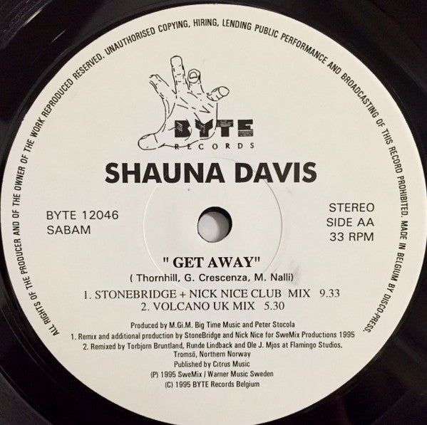Shauna Davis : Get Away (12")