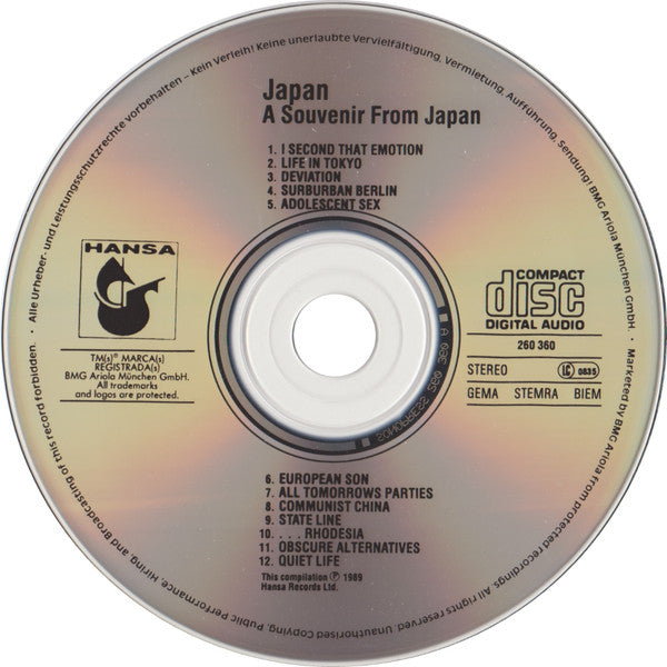 Japan  Featuring David Sylvian : Souvenir From Japan (CD, Comp, No )