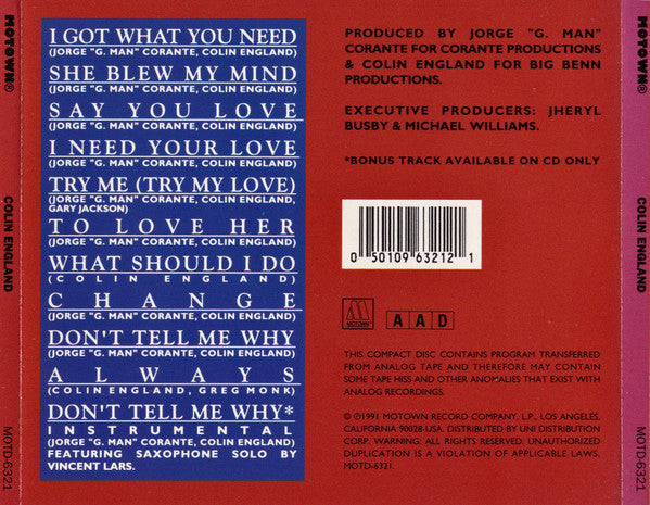 Colin England : Colin England (CD, Album)