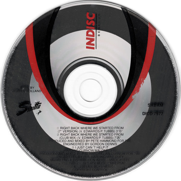 Sinitta : Right Back Where We Started From (Left Back On The Side Mix) (CD, Maxi)