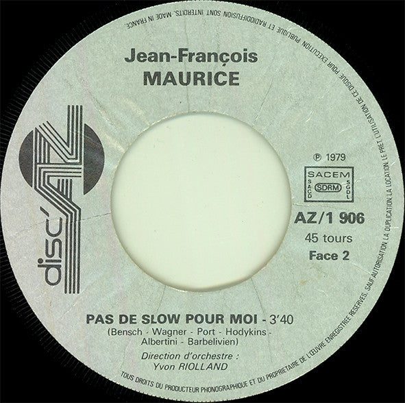 Jean-François Maurice : 28º À L'ombre (7", Single, RE, Pap)