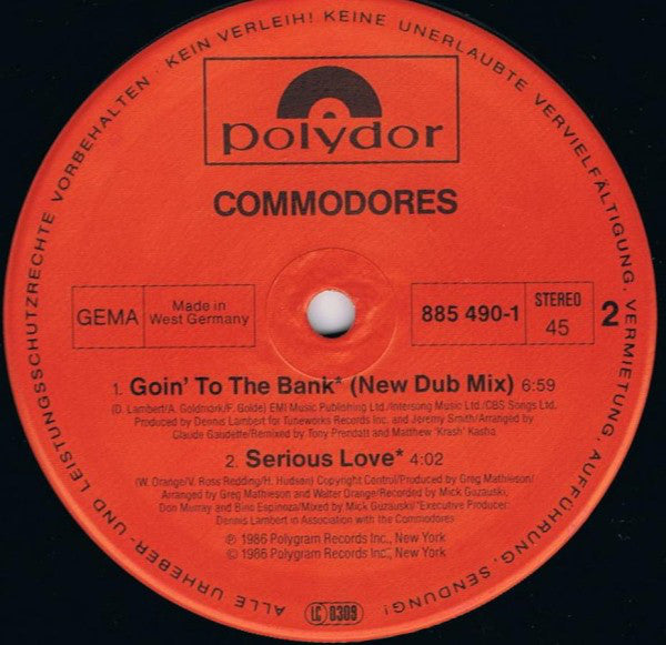 Commodores : Goin' To The Bank (Credit Card Mix) (12")