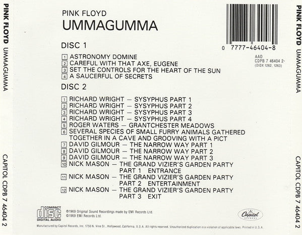 Pink Floyd : Ummagumma (2xCD, Album, RE)