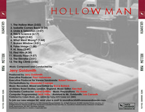 Jerry Goldsmith : Hollow Man (Original Motion Picture Soundtrack) (CD, Album)