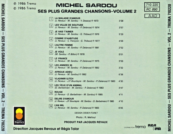 Michel Sardou : Ses Plus Grandes Chansons - Volume 2 (CD, Comp)
