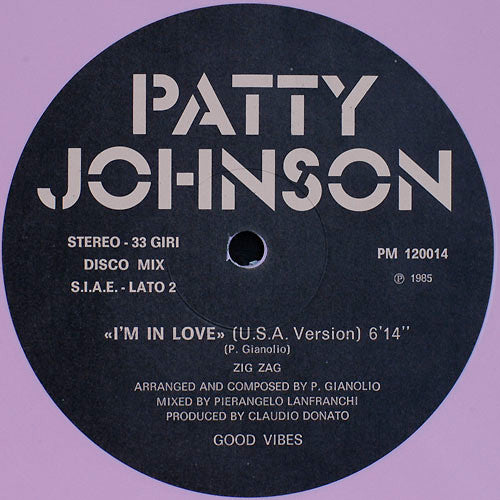 Patty Johnson : I'm In Love (12", Pin)