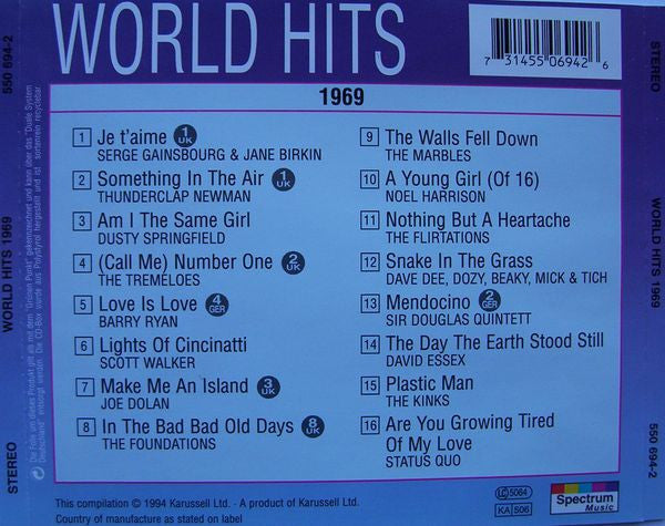 Various : World Hits 1969 (CD, Comp)
