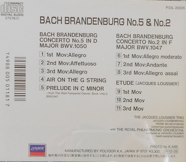 Johann Sebastian Bach, Jacques Loussier Trio With Royal Philharmonic Orchestra : Brandenburg No. 5 & No. 2 (CD, Comp)