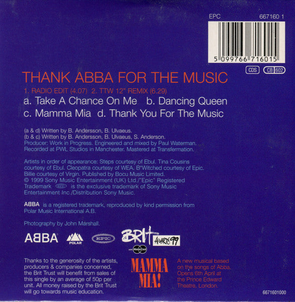 Steps, Tina Cousins, Cleopatra, B*Witched, Billie Piper : Thank ABBA For The Music (CD, Single, Car)