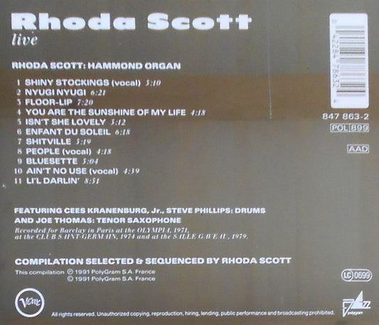 Rhoda Scott : Live (CD, Comp)