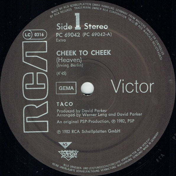 Taco : Cheek To Cheek (Heaven) (12", Maxi)