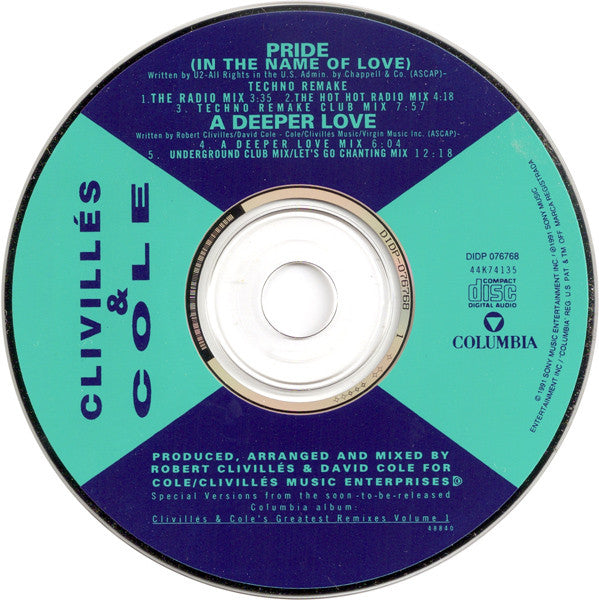 Clivillés & Cole : Pride (In The Name Of Love) (CD, Maxi)