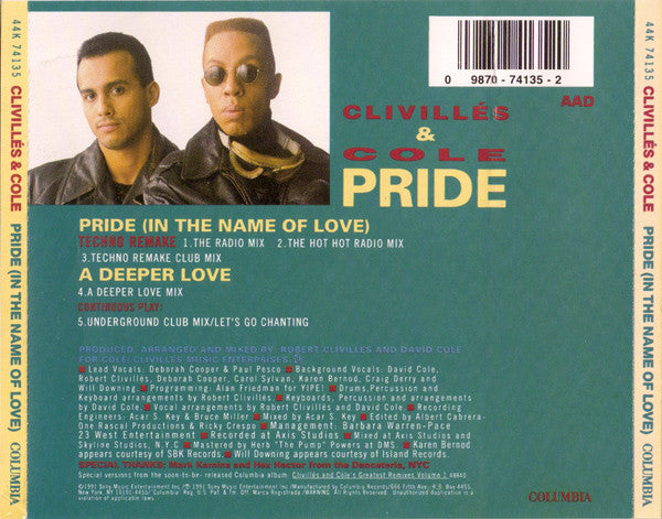 Clivillés & Cole : Pride (In The Name Of Love) (CD, Maxi)