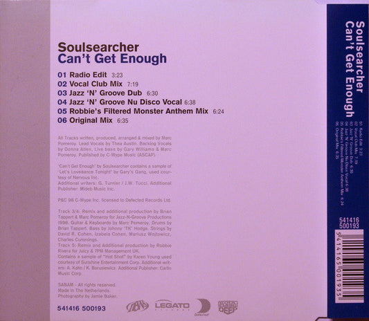 Soulsearcher : Can't Get Enough (CD, Maxi)