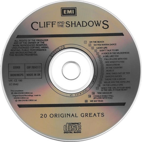Cliff And The Shadows* : 20 Original Greats (CD, Comp, RE)