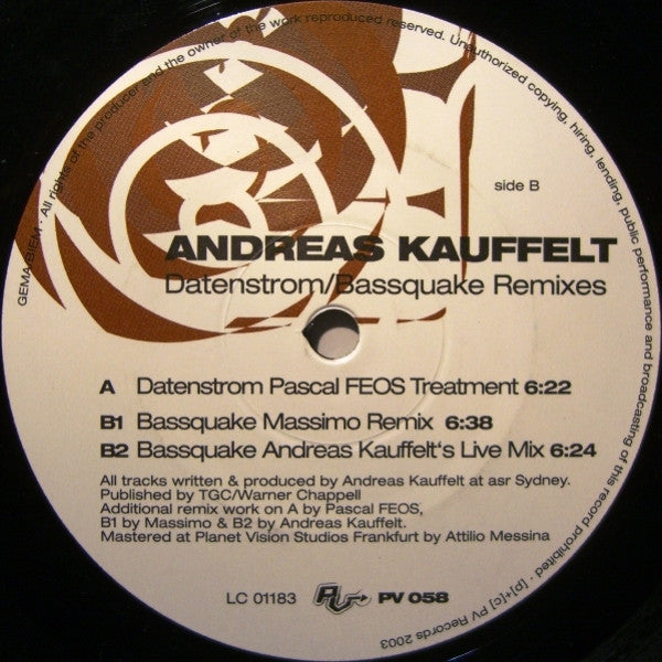 Andreas Kauffelt : Datenstrom / Bassquake (Remixes) (12")