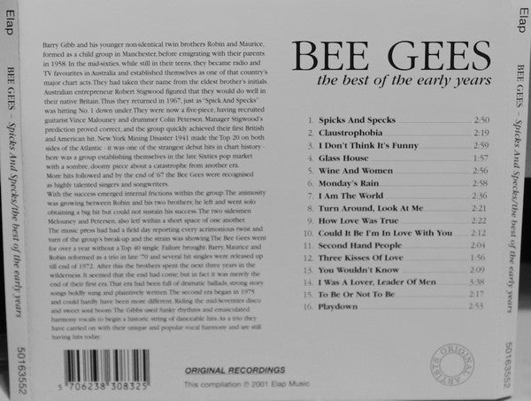 Bee Gees : Spicks And Specks / The Best Of The Early Years (CD, Comp)