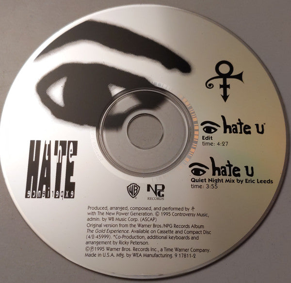 The Artist (Formerly Known As Prince) : I Hate U (CD, Single, Car)