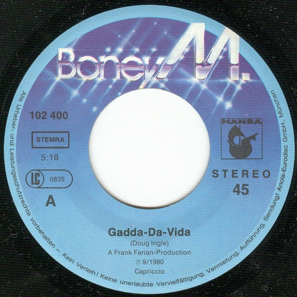 Boney M. : Children Of Paradise / Gadda-Da-Vida (7", Single, 4:2)