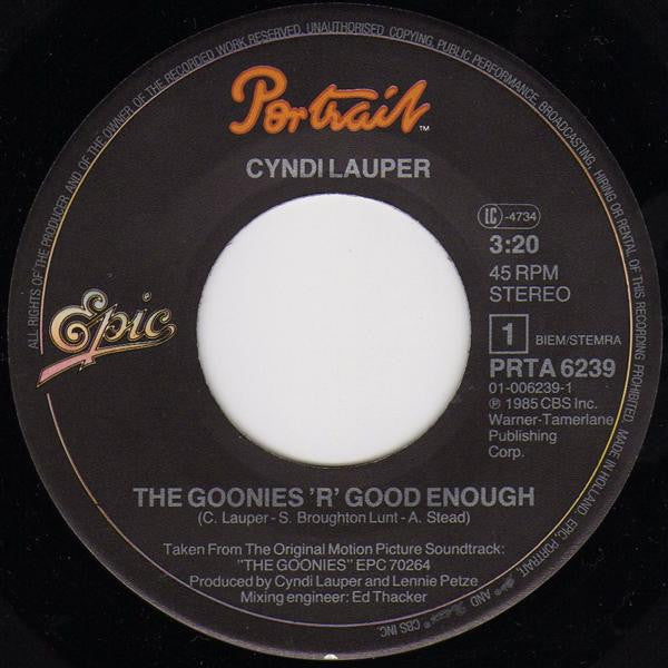 Cyndi Lauper : The Goonies 'R' Good Enough (7", Single)