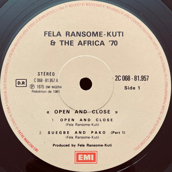 Fela Kuti & Africa 70 : Open & Close (LP, Album, RE)