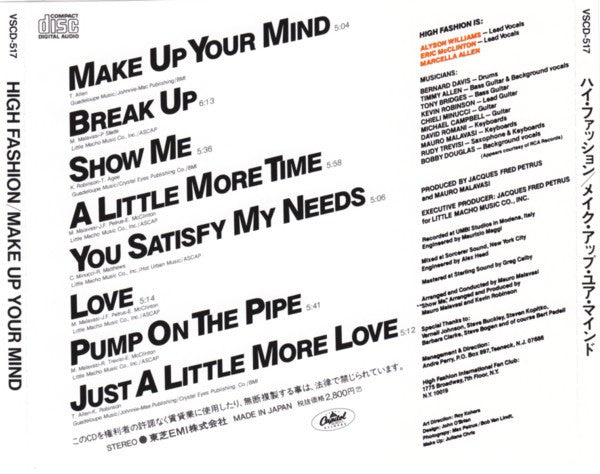High Fashion : Make Up Your Mind (CD, Album, RE)