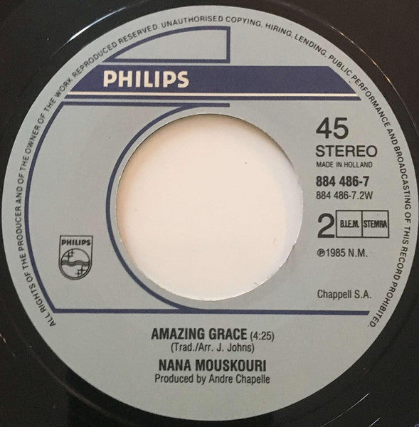 Nana Mouskouri : A Place In My Heart / Amazing Grace (7", Single)